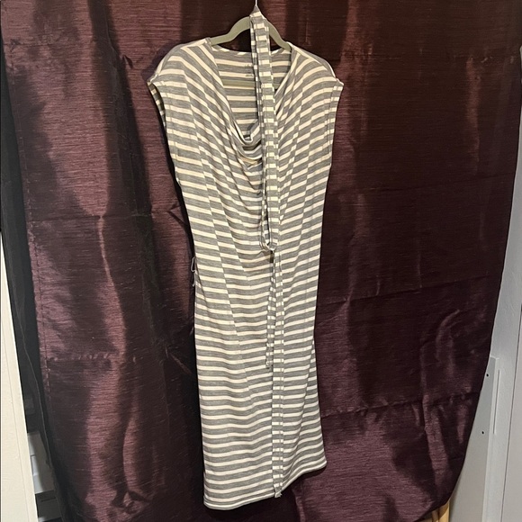 Icebreaker Gray and White Striped Midi Dress - Picture 2 of 4